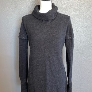 Lacoste Cowl Neck Wool Sweater Dark Grey Dress